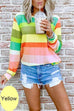 Moxidress Long Sleeve Candy Striped Pullover Top