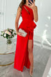 Moxidress One Shoulder Cut Out Draped Front Maxi Party Dress