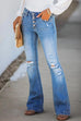 Moxidress Flare Bottoms Ripped Buttons Jeans