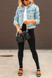 Moxidress Distressed Button Up Ripped Short Denim Jacket