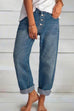 Moxidress Boyfriend Style Button Down Straight Leg Jeans