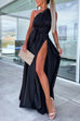 Moxidress One Dress Three Ways Tie Waist High Slit Maxi Party Dress