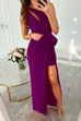 Moxidress One Shoulder Cut Out Draped Front Maxi Party Dress