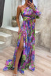 Moxidress One Shoulder High Slit Waisted Floral Maxi Party Dress