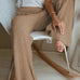 Moxidress Elastic Waist Wide Leg Solid Knit Pants