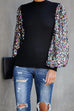 Moxidress Creneck Sequin Lantern Sleeve Knitting Blouses