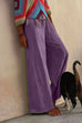 Moxidress Solid Raw Hem Wide Leg Casual Pants