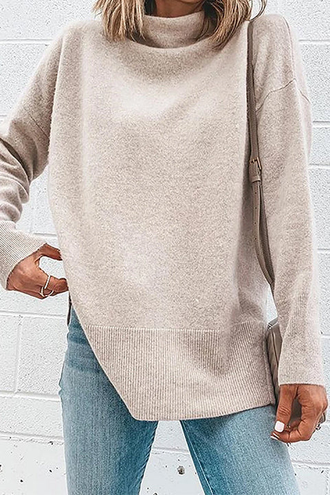 Moxidress Turtleneck Drop Shoulder Long Sleeve Sweater Top
