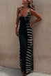 Moxidress Scoop Neck Back Criss Cross Tie Dye Maxi Dress