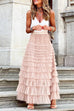 Moxidress Ruffle Layered Mesh A-line Long Tulle Skirt