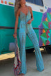 Moxidress Lace Up Bell Bottoms Tie Dye Cami Jumpsuit