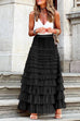 Moxidress Ruffle Layered Mesh A-line Long Tulle Skirt