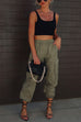 Moxidress Elastic Waist Pocketed Drawstring Ankle Cargo Pants