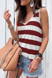 Moxidress V Neck Striped Tank Top