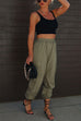 Moxidress Elastic Waist Pocketed Drawstring Ankle Cargo Pants