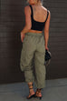 Moxidress Elastic Waist Pocketed Drawstring Ankle Cargo Pants