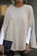 Moxidress Solid Crewneck Batwing Sleeve Cloak Pullovers