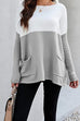 Moxidress Color Block Knit Pullovers With Pockets