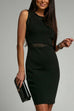 Moxidress Mesh Splice Waisted Sleeveless Pencil Dress