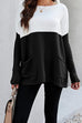 Moxidress Color Block Knit Pullovers With Pockets