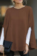 Moxidress Solid Crewneck Batwing Sleeve Cloak Pullovers