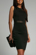 Moxidress Mesh Splice Waisted Sleeveless Pencil Dress