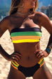 Moxidress Rainbow Striped Tube Top Bandeau Bikini Set