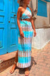 Moxidress One Shoulder Cut Out Waist Side Split Tie Dye Maxi Dress