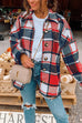 Moxidress Drop Shoulder Button Up Plaid Shirt Coat