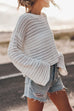 Moxidress Crewneck Long Sleeves Hollow Out Boho Knitting Pullovers