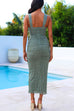 Moxidress Ruched Mesh Insert Bodycon Maxi Cami Dress