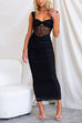 Moxidress Ruched Mesh Insert Bodycon Maxi Cami Dress