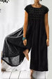 Moxidress Ruched Short Sleeve Wide Leg Baggy Jumpsuit