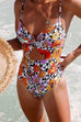 Moxidress Fashion Twist Front Cut Out Floral One-piece Swimwear