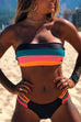 Moxidress Rainbow Striped Tube Top Bandeau Bikini Set