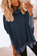 Moxidress Cowl Neck Long Sleeve Side Split Sweatshirt