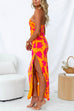 Moxidress One Shoulder Side Split Printed Cami Maxi Dress