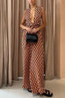 Moxidress Chic Back Criss Cross Knot Waist Wide Leg Printed Jumpsuit