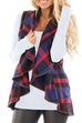 Moxidress Pockets Plaid Jacket Vest