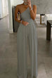 Moxidress One Shoulder Wide Leg Sleeveless Jumpsuit