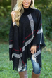 Moxidress Tassel Color Block Classic Cloak Poncho Sweater