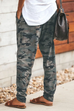 Moxidress High Waist Drawstring Camo Casual Pants